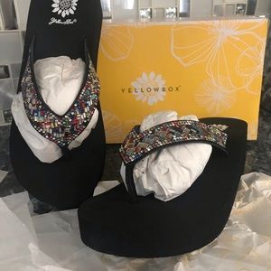 Yellow Box Sydnee multicolor rhinestone flip flop